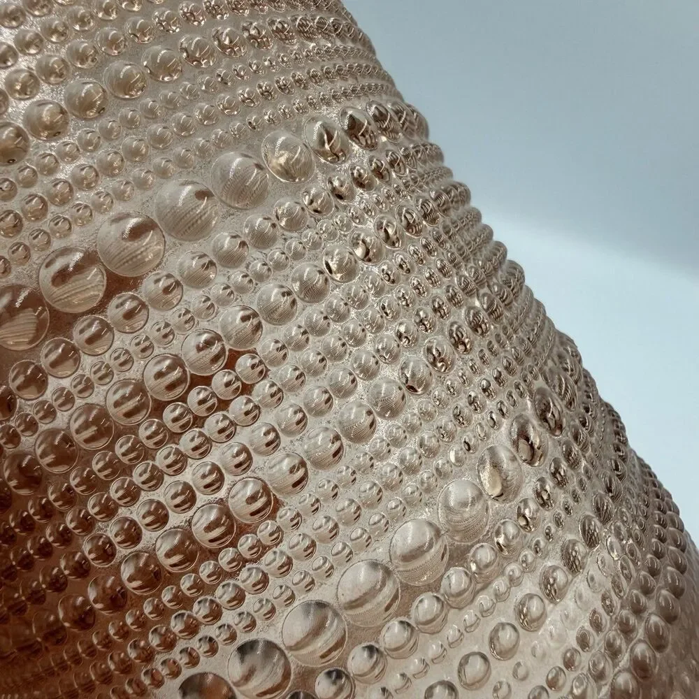 Pink Beaded Hobnail Glass Canister Jar w Lid Apothecary Vanity Bubble 8”